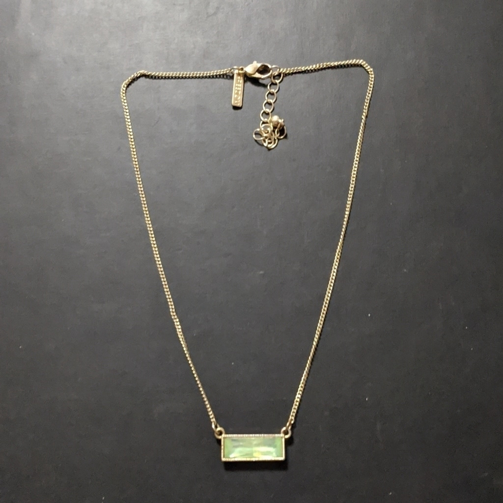 Freedom Gold Tone Green Rectangular Crystal Statement Necklace